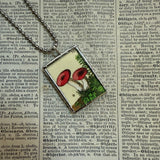 Mushroom and fungus, vintage natural history illustrations up-cycled to soldered glass pendant