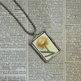 Flowering cactus botanical illustrations, up-cycled to soldered glass pendant