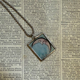 Moon, vintage chidlren's book illustrations, hand-soldered glass pendant