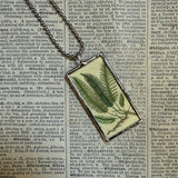 Ferns, botanical illustrations, up-cycled to soldered glass pendant