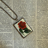 Tulip and Camelia flowers, botanical illustrations, up-cycled to soldered glass pendant