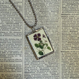 Althea and Clematis flowers, botanical illustrations, up-cycled to soldered glass pendant