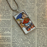 Noddy Elf, vintage children's book illustration, upcycled to soldered glass pendant