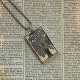 Fairy princess and tree vintage children's book illustration up-cycled to soldered glass pendant