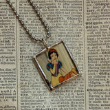 Snow White, vintage illustrations, up-cycled to soldered glass pendant