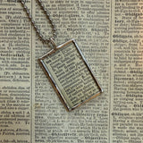 Tea Plant, vintage botanical dictionary illustration, upcycled to soldered glass pendant