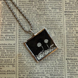 Dandelions, vintage illustrations up-cycled to soldered glass pendant
