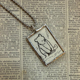 Winnie the Pooh childrens' book illustrations up-cycled to hand-soldered glass pendant