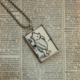 Winnie the Pooh childrens' book illustrations up-cycled to hand-soldered glass pendant