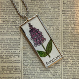Foxglove and Violet flowers, botanical illustrations, up-cycled to soldered glass pendant