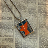 Little foxes, vintage children's book illustrations, up-cycled to soldered glass pendant