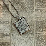 Angler Fish, vintage 1930s dictionary illustration, up-cycled to hand soldered glass pendant