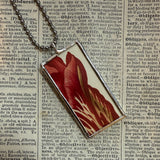 Variegated tulip, botanical illustrations, up-cycled to soldered glass pendant