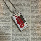 Blackberries, Currants, fruits, vintage 1940s vintage field guide illustrations, up-cycled to soldered glass pendant