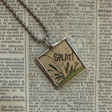 Bing Bong! Splat!  onomatopoeia, vintage comic book illustration, upcycled to soldered glass pendant