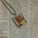 Bing Bong! Splat!  onomatopoeia, vintage comic book illustration, upcycled to soldered glass pendant
