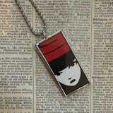 Emily the Strange, vintage illustrations up-cycled to soldered glass pendant
