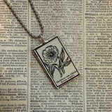 Helleborus, Christmas Rose, vintage botanical dictionary illustration, upcycled to soldered glass pendant
