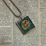 Stomp Stomp, Plink Plink! onomatopoeia, vintage comic book illustration, upcycled to soldered glass pendant