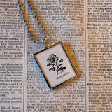 Marguerite Daisy, Pansy, botanical illustrations, up-cycled to soldered glass pendant
