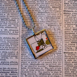 Lisbon Portugal, vintage map, hand-soldered glass pendant