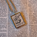 Mushroom / fungus, vintage natural history illustrations up-cycled to soldered glass pendant