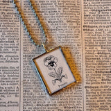 Marguerite Daisy, Pansy, botanical illustrations, up-cycled to soldered glass pendant