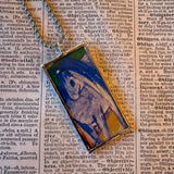 Franz Marc Blue Horse, upcycled to hand-soldered glass pendant