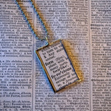 Fern fronds, vintage botanical dictionary illustration, upcycled to soldered glass pendant