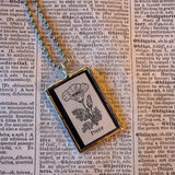 Poppy, vintage botanical dictionary illustration, upcycled to soldered glass pendant