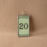 Vintage Monopoly, 20 dollar bill, upcycled to soldered hand-soldered glass pendant 