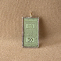 1 Vintage Monopoly, Advance to Go, upcycled to soldered hand-soldered glass pendant 