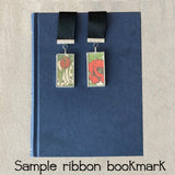 Hiroshige Plum Blossoms, Japanese woodblock prints, up-cycled to hand-soldered glass pendant