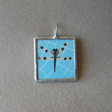 Charley Harper, Dragonfly, butterfly, mid-century modern art, 2-sided hand soldered glass pendant