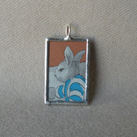 Little bunny, three bears, Good Night Moon illustrations, up-cycled to soldered glass pendant