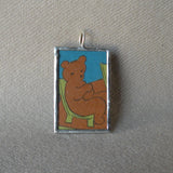 Little bunny, three bears, Good Night Moon illustrations, up-cycled to soldered glass pendant
