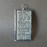 Pork Pie Hat, vintage dictionary illustrations, up-cycled to soldered glass pendant