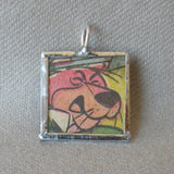 Snagglepuss, original vintage 1970s comic book illustrations, upcycled to soldered glass pendant