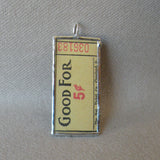 Vintage amusement park / carnival Miniature Railway ticket upcycled to soldered glass pendant