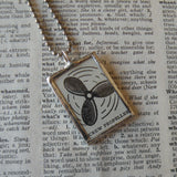 Screw Propeller, vintage dictionary illustration, upcycled to soldered glass pendant