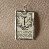 Airplane Altimeter, vintage 1940s dictionary illustration, up-cycled to soldered glass pendant