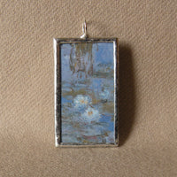 Renoir, The Swing, Monet Waterlilies, impressionist paintings, upcycled to soldered glass pendant