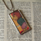 Lion, vintage children's book illustration up-cycled to soldered glass pendant