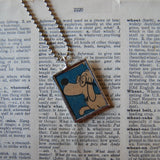 Mr. Peabody and Sherman, original vintage 1970s comic book illustrations, upcycled to soldered glass pendant