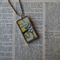 Madeline and Genevieve, original illustrations from 1970s vintage book, up-cycled to soldered glass pendant