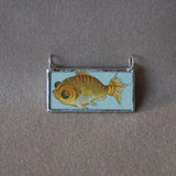 Koi fish, carp, goldfish, charming illustration up-cycled to soldered glass pendant