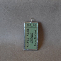 1Vintage carnival ticket, movie theatre, upcycled to soldered glass pendant