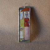 Seurat, A Sunday Afternoon on the Island of La Grande Jatte, impressionism, pointillism painting, hand soldered glass pendant