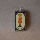 Little Orphan Annie, Skeezix, vintage cracker jack prizes, upcycled to soldered glass pendant