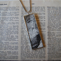 Gorey, vintage book illustrations, hand-soldered glass pendant